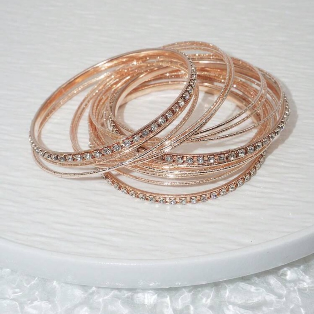 Elegant Rose Gold Bangle Set